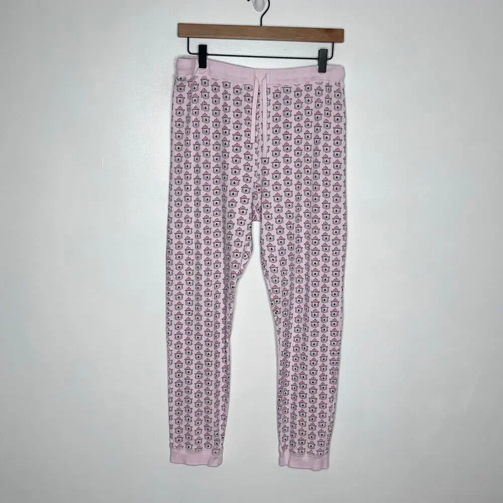 Ro’s Garden Bizzy Bear Pima Cotton Pajama Set Pink Bear Print Sleepwear L